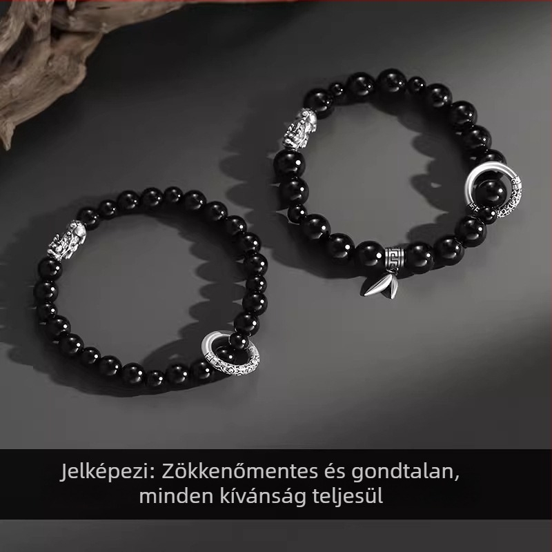 Geometriai obszidián karkötő, kézzel készített, új kínai stílus, utazási szuvenír