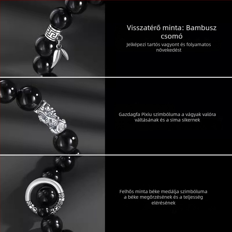 Geometriai obszidián karkötő, kézzel készített, új kínai stílus, utazási szuvenír