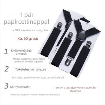 Gyermekeknek készült Y-alakú állítható pántos klipszek, 3 darab, elasztikus szalag, uniszex