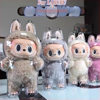 Labubu átlátszó védőburkolat a Sitting sorozathoz, az első–harmadik generációig (anyag: műanyag/gumi, termékkód FH-10243, származás: Zhejiang)