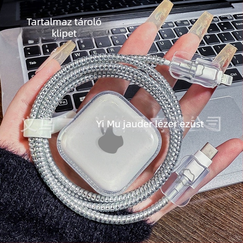 Adatkábel védőburkolat anti-szakadás védelemmel, PC anyag, kábeltekerő, egyszerű design