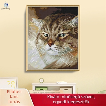 Macskás keresztszemes készlet – vászon 11 ct, öko pamut, macskás minta