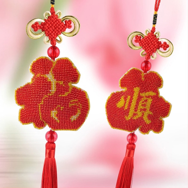 Kétszínű keresztszemes készlet autóba akasztandó díszhez — Pattern: Chinese Wind Series; Brand: Green Phoenix; Material: Plastic Sheet; Embroidery: 14CT cross stitch