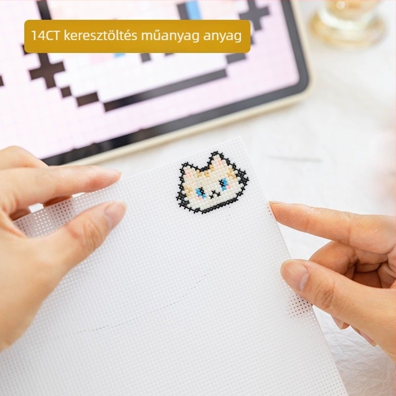Koreai stílusú EVA keresztszemes hímzőkészlet műanyag hálóval ellátott lemezen