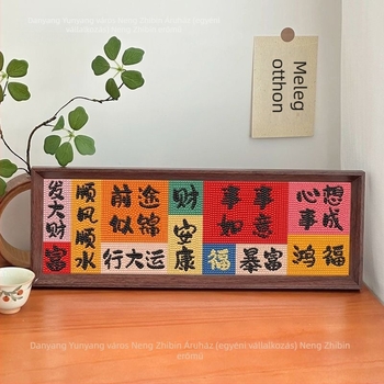 Gyémántos festmény - ünnepi mintázat, olajvászon, keresztszemes vászon 9ct, kínai stílus