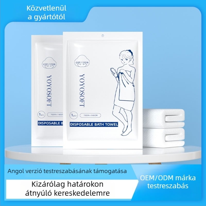 Egyszer használatos fürdő törölközők, megvastagított, egyenként csomagolt, regenerált cellulóz, sima szövés, 5–10 másodperces nedvszívás