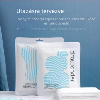 Egyszer használatos fürdő törölköző – 100% növényi rostból, egyedi csomagolásban, vastagabb szövés, egyszerű szövés, vízfelvétel 0–5 s, testreszabható feldolgozás, magáncímke elérhető