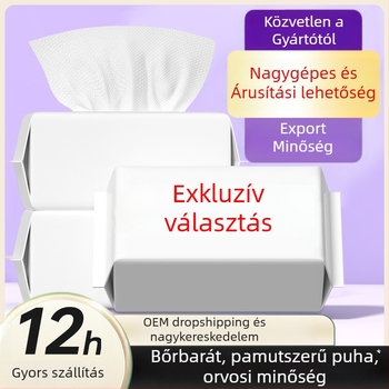 Egyszer használatos arctisztító törölköző, növényi rostokból, nedves és száraz felhasználásra, sminkeltávolító