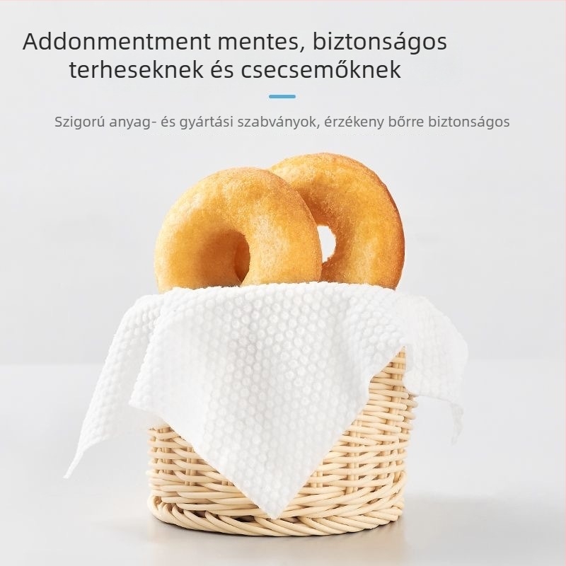 Egyszer használatos arctisztító törölköző, növényi rostokból, nedves és száraz felhasználásra, sminkeltávolító