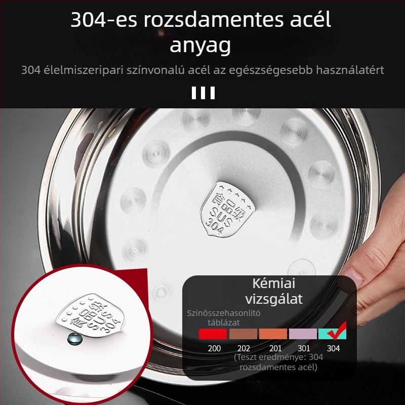 304 rozsdamentes acél lapos tányér, kör alakú, glazúrozott felület, mikrohullámú sütőben használható, élelmiszer-minőségű