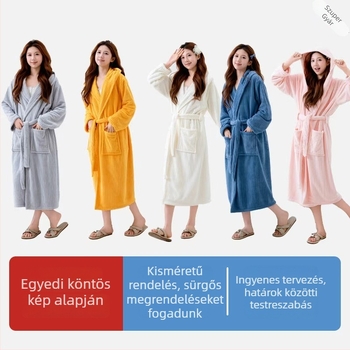 Fürdőköntös, uniszex, korall plüss, 85% poliészter, téli