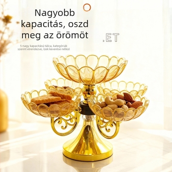 Akril gyümölcstál forgatható, többszintes, otthoni használatra — könnyű luxus retro stílusú nassoló tál a nappaliba