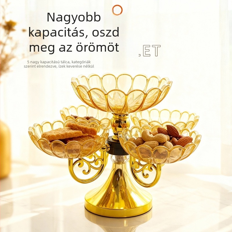 Akril gyümölcstál forgatható, többszintes, otthoni használatra — könnyű luxus retro stílusú nassoló tál a nappaliba