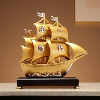 Gyantából készült vitorlás hajó díszlámpa – asztali dekoráció nappaliba és előszobába