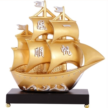 Gyantából készült vitorlás hajó díszlámpa – asztali dekoráció nappaliba és előszobába