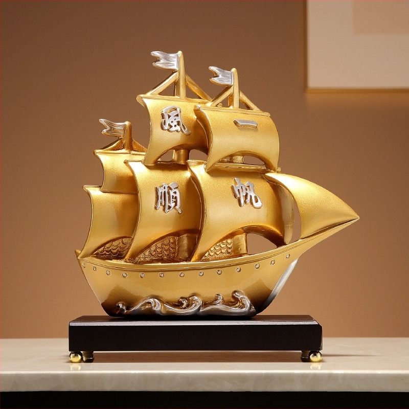 Gyantából készült vitorlás hajó díszlámpa – asztali dekoráció nappaliba és előszobába