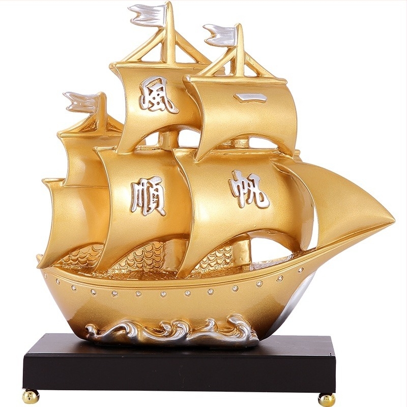 Gyantából készült vitorlás hajó díszlámpa – asztali dekoráció nappaliba és előszobába