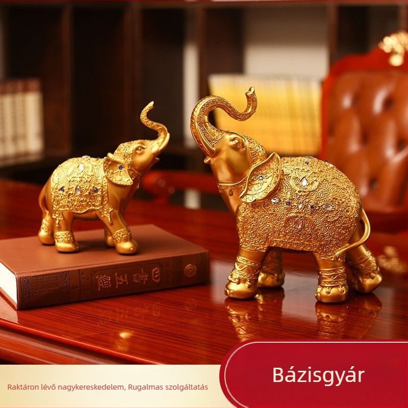 Elefánt anya és gyerek — LISM márkájú műgyanta dísz, otthoni dekoráció