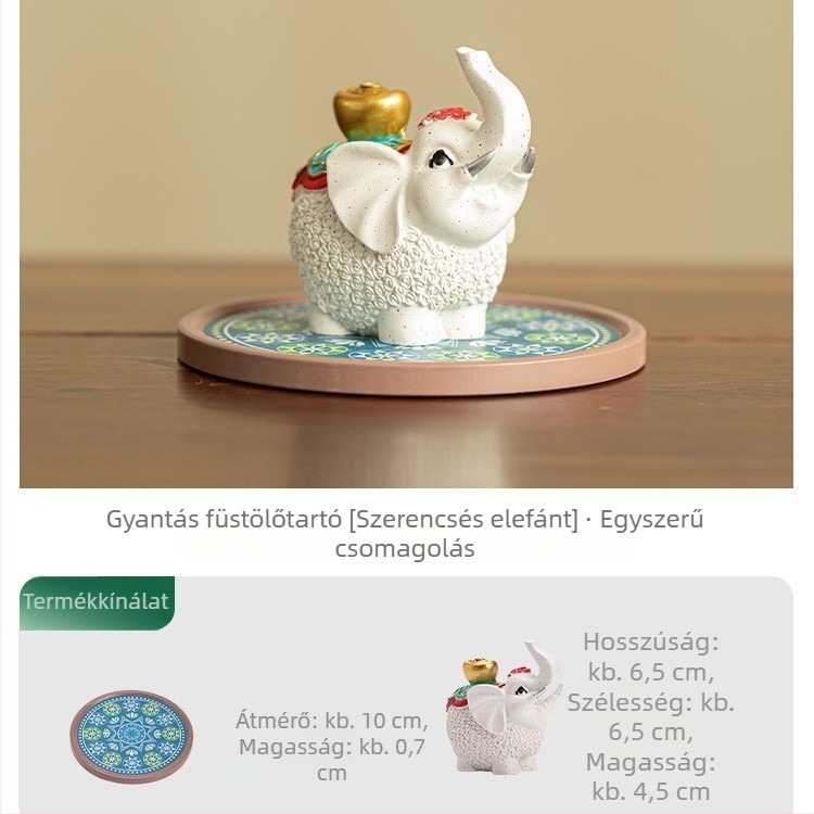 Elefánt füstölő tartó - gyanta anyagból; származás Dehua, Quanzhou; márka Jiyu Ceramics; stílus Modern Minimalizmus.