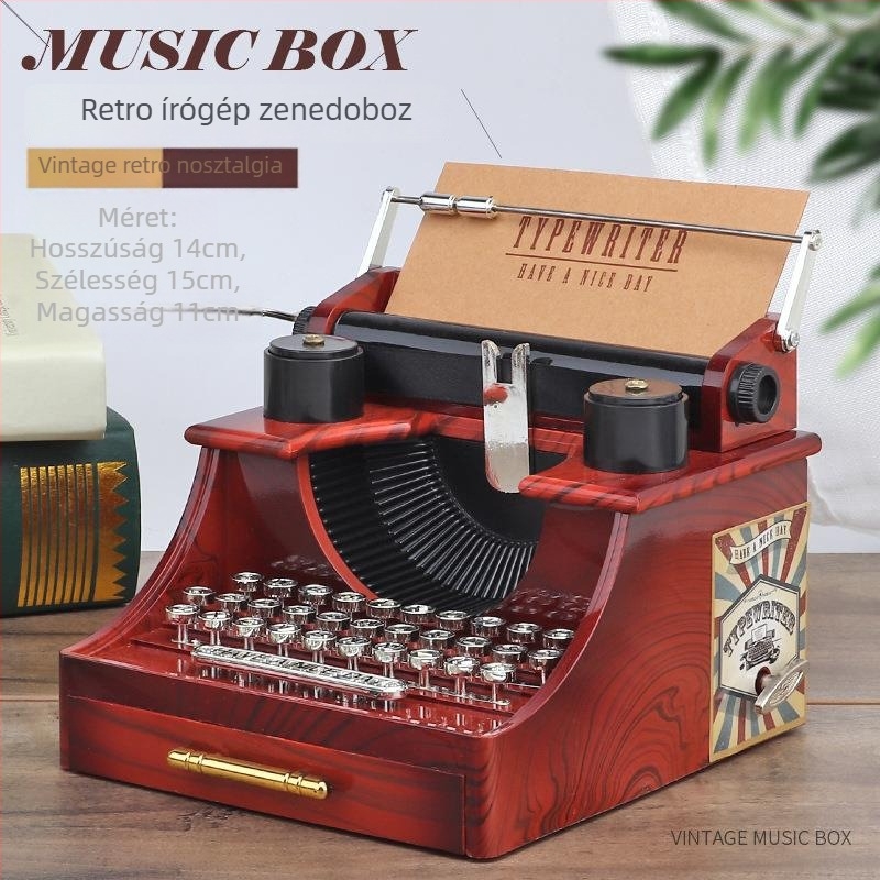 Retro írógép zenemű doboz – műanyag, klasszikus stílus, asztali vetítő dekoráció, kód 19100959732