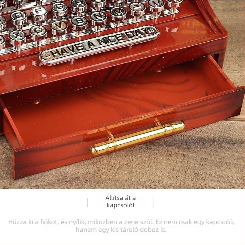 Retro írógép zenemű doboz – műanyag, klasszikus stílus, asztali vetítő dekoráció, kód 19100959732