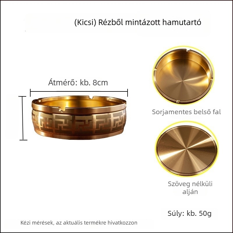 Vastagított sárgaréz hamutartó, kínai stílusú íróasztali dísz