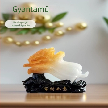 Jiushun kínai stílusú díszfigura gyantából, gravírozott és kézzel festett