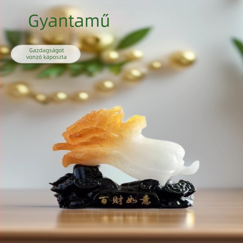 Jiushun kínai stílusú díszfigura gyantából, gravírozott és kézzel festett