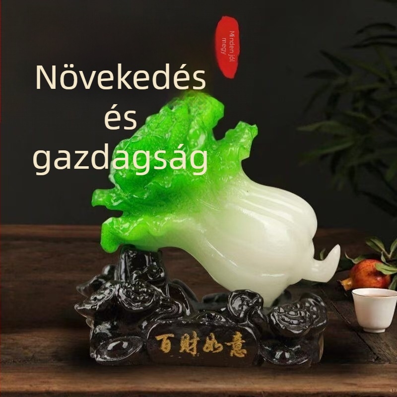 Jiushun kínai stílusú díszfigura gyantából, gravírozott és kézzel festett