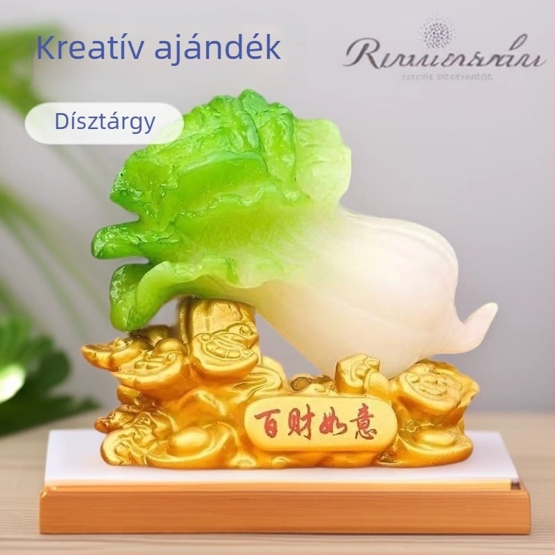 Gyanta asztali dísz — kínai stílusú, gravírozott és kézzel festett