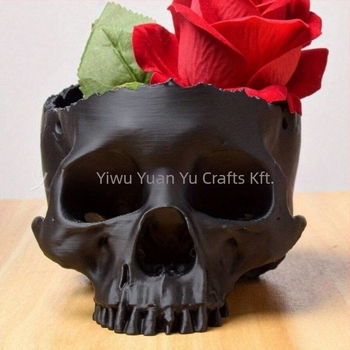 Halloween dekoráció: gyanta koponya – horror ház/bar kellék, tároló dísz