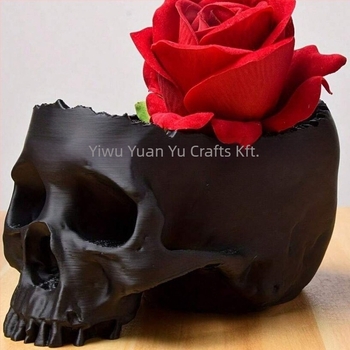 Halloween dekoráció: gyanta koponya – horror ház/bar kellék, tároló dísz