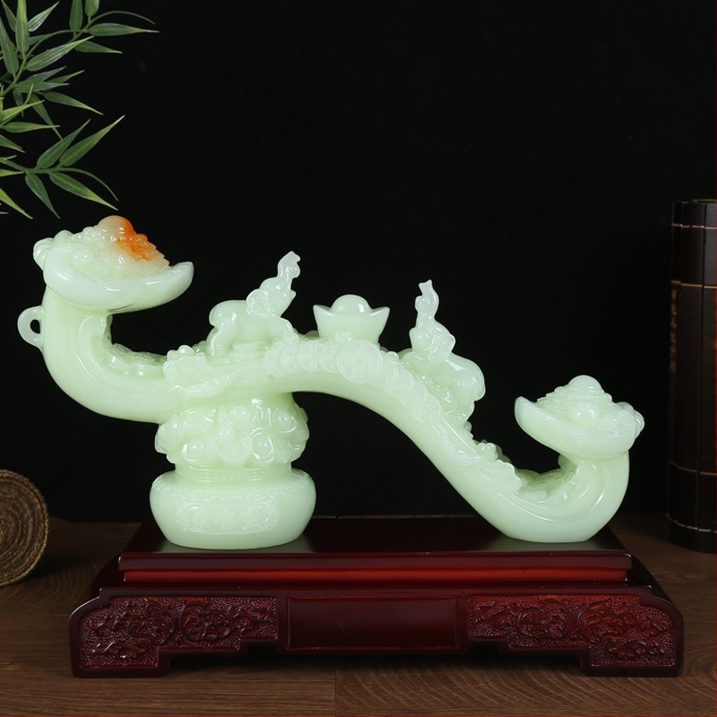 Ruyi ornament – gyanta, klasszikus stílus, Churun craftsmanship – nappali/előszoba dekoráció, szerencsés ajándék