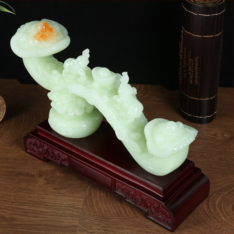 Ruyi ornament – gyanta, klasszikus stílus, Churun craftsmanship – nappali/előszoba dekoráció, szerencsés ajándék