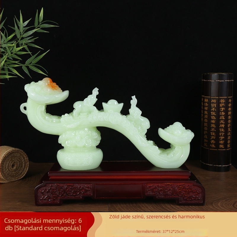 Ruyi ornament – gyanta, klasszikus stílus, Churun craftsmanship – nappali/előszoba dekoráció, szerencsés ajándék