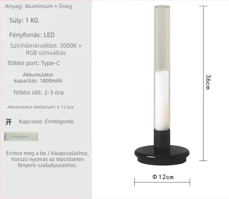 Nordic stílusú gyertyaasztali lámpa, test alumínium + üveg, modell Candle Table Lamp, feszültség ≤36V, DIY, éjjeli fény, környezeti fény