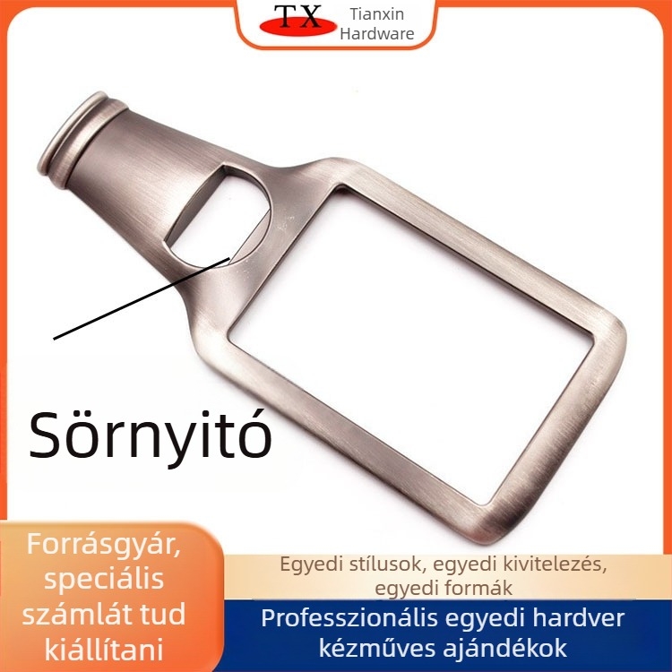 Fém dugóhúzó borosüveg formájú, sörös üvegekhez, otthoni bár dekoráció