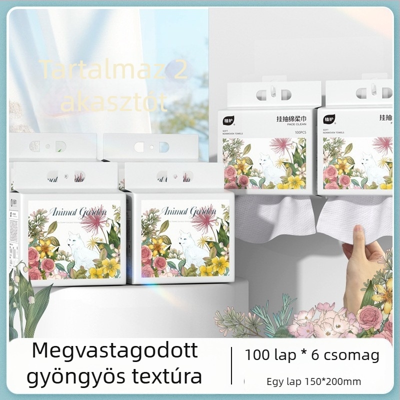 Plant Protection egyszer használatos arc törlőkendők, 100 lap, 6 csomag; 70% viszkóz + 30% poliészter; gyártási kód 8474372; GB15979 szabvány