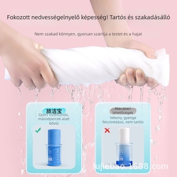 Egyszer használatos fürdőlepedő és arctörölköző, kompresszált granulátum, kevert anyag, 32s sima szövés, 50–80 g