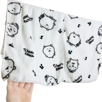 Rajzolt medve Cartoon Coral fleece fürdőlepedő készlet — tartalmaz fürdőlepedőt és arctörölközőt, nedvszívó, bolyhos, nyomtatott (Anyag: Coral Fleece; Szálak: 32; Tömeg: 80–100 g; Feldolgozás: Nyomtatás)