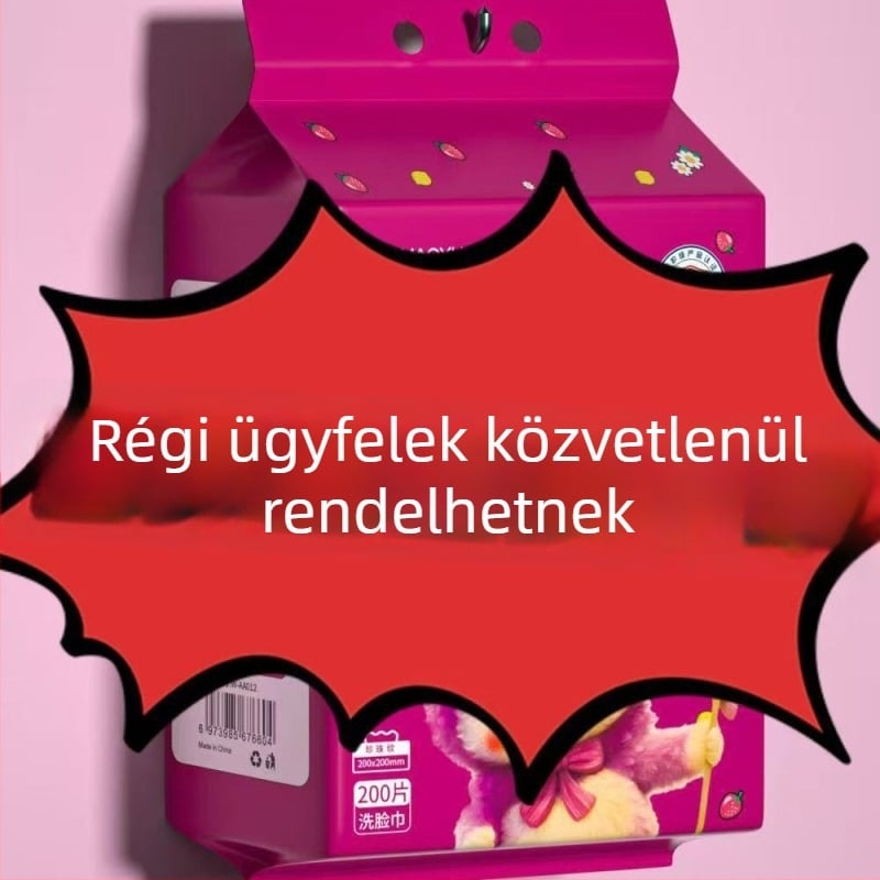 Lógó egyszer használatos arc tisztító kendők, 200 db, növényi rostból, sima szövésű