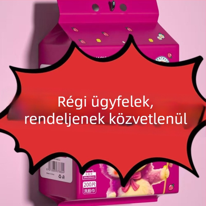 Lógó egyszer használatos arc tisztító kendők, 200 db, növényi rostból, sima szövésű