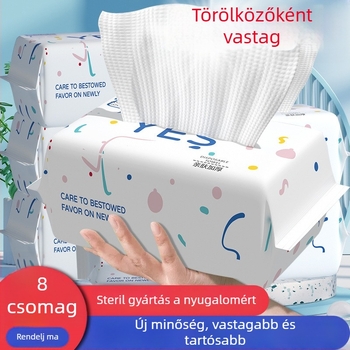 Egyszer használatos arc törlőkendő, vastagított, rendkívül puha, nedves és száraz használatra, baba számára készült pamut kendő