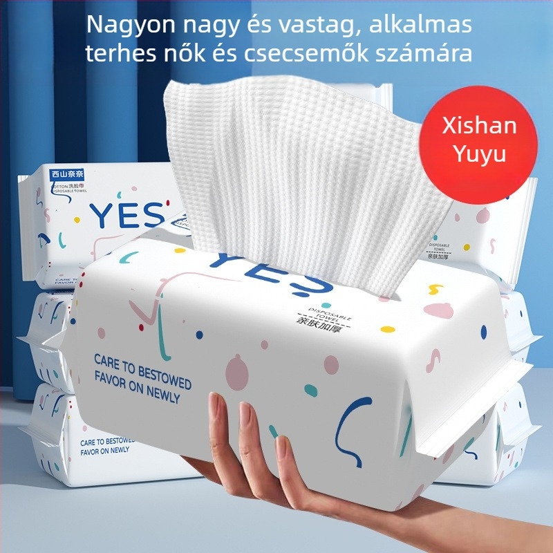 Egyszer használatos arc törlőkendő, vastagított, rendkívül puha, nedves és száraz használatra, baba számára készült pamut kendő