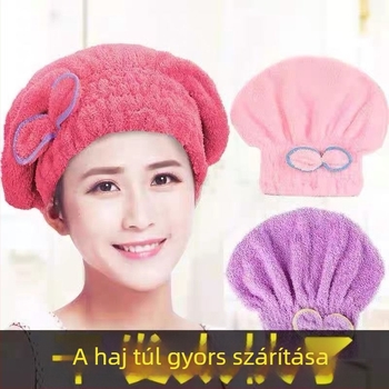 Női hajszárító sapka, rendkívül nedvszívó hosszú hajhoz, gyors szárítású turbán sapka, korall plüss