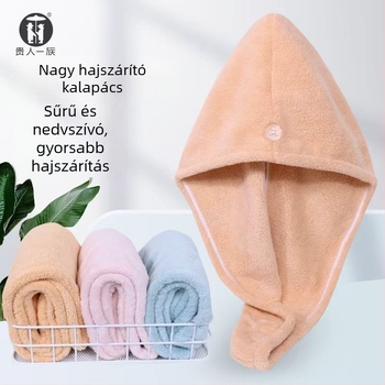 Mikroszálas hajszárító sapka, korall plüss, 150D, sík szövés, 80-99 g