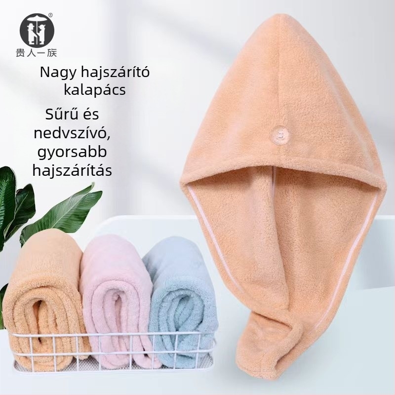 Mikroszálas hajszárító sapka, korall plüss, 150D, sík szövés, 80-99 g