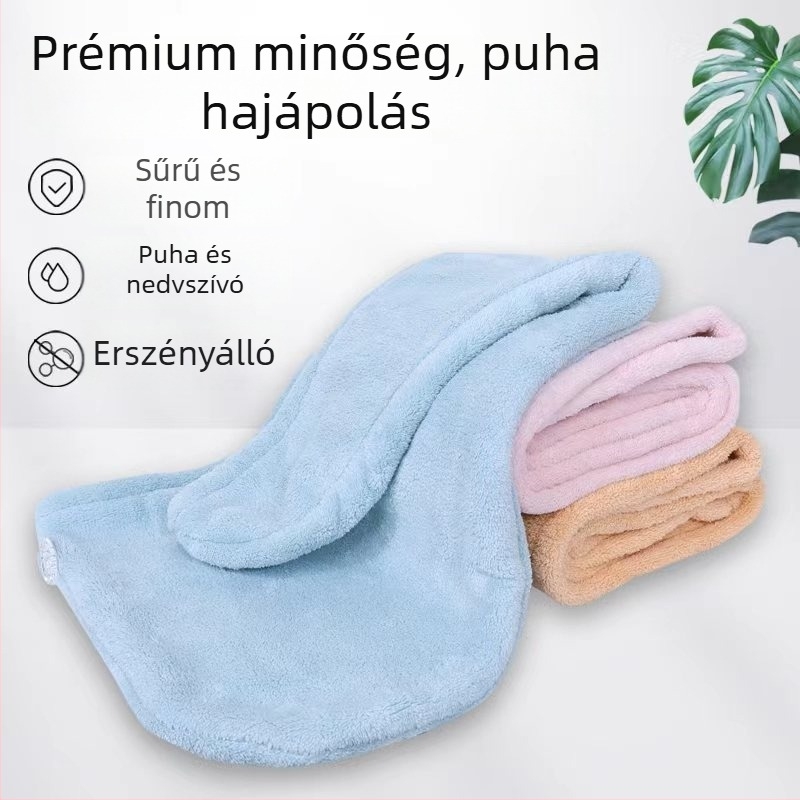Mikroszálas hajszárító sapka, korall plüss, 150D, sík szövés, 80-99 g
