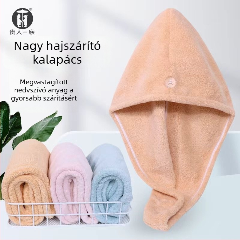 Mikroszálas hajszárító sapka, korall plüss, 150D, sík szövés, 80-99 g