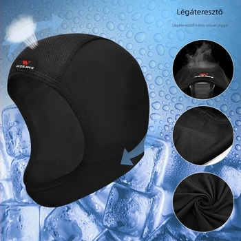 Motorkerékpáros légáteresztő fejfedő – nedvszívó, gyorsan száradó, belső sisakréteg, uniszex, egyszínű, anyagok: poliészter-spandex-nylon